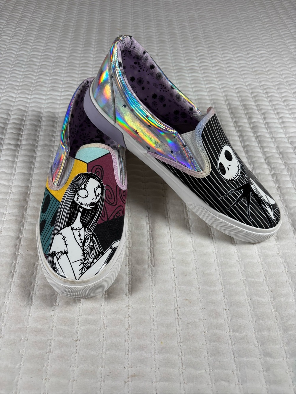 Disney Nightmare Before Christmas Sally & Jack Skellington Slip-On Shoes Size 8